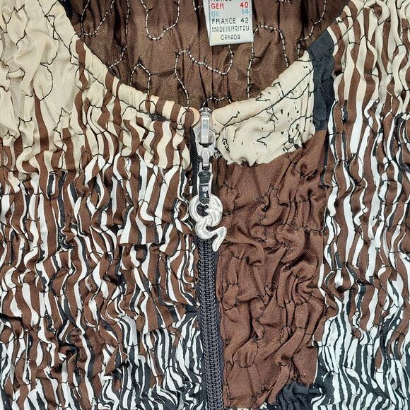 Vintage Joseph Ribkoff Jacket Womens Sz 12 Black Scrunch Textured Designer Chic - Picture 6 of 11